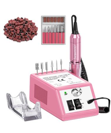 20000 Electric Nail Drill Professional Nail File Drill Acrylic Nails Kit for Manicure Gel Nail Polish Remover with 1 Pack of Sanding Bands(Pink) 20000 RPM Pink