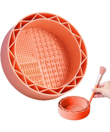 Silicone Makeup Cleaning Bowl | Multi-Purpose Bowl for Cleaning Makeup Brush - Soft Scrubber with High Elasticity for Eyeliner Brushes Cosmetic Sponge Blush Brush Neflum Orange1 - Buy Online on GoSupps.com