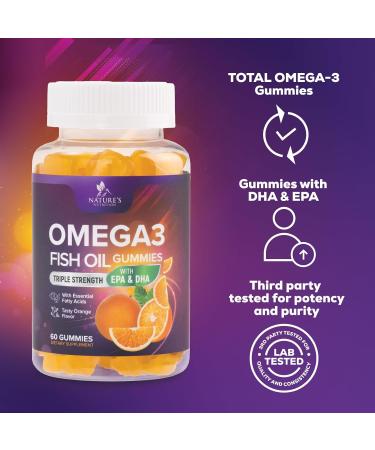 Omega 3 Fish Oil Gummies - 3X Strength Heart Health Support High Absorption Omega 3 Fish Oil Gummy Supplement with DHA & EPA Joint & Brain Support for Adults Delicious Orange Flavor- 60 Gummies 60 Count (Pack of 1) - Buy Online on GoSupps.com