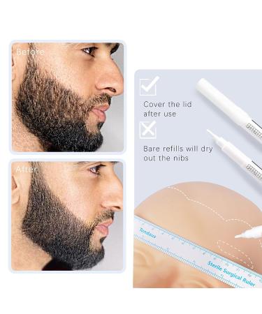 Barber Pencil Set: 8 Microblading Marker Pens with Removal Pen, Ruler Edge, Hairline Razor, Beard Guide - Eyebrow Lip Skin Marking Pens for Men and Women (White) - Buy Online on GoSupps.com