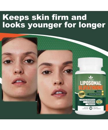 Buy 3250 MG Liposomal Glutathione Supplement - Antioxidant with Resveratrol & Quercetin Immune Support Gluten Free & Non-GMO 180 Capsules - Buy Online on GoSupps.com