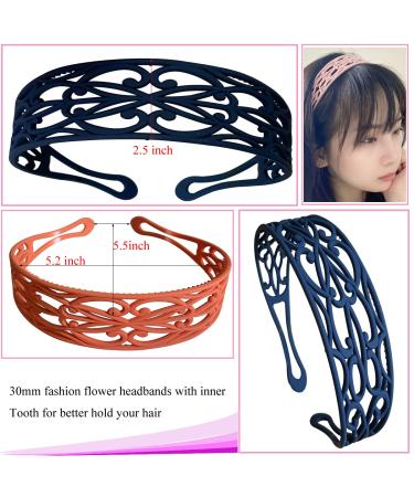 6pcs Flower & Solid Fashion Plastic Headbands for Women & Girls - Stylish Hair Accessories - Buy Online on GoSupps.com
