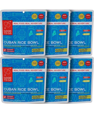 GOOD TO-GO Cuban Rice Bowl | Dehydrated Backpacking and Camping Food | Lightweight | Easy to Prepare 6-Pack of Double Servings