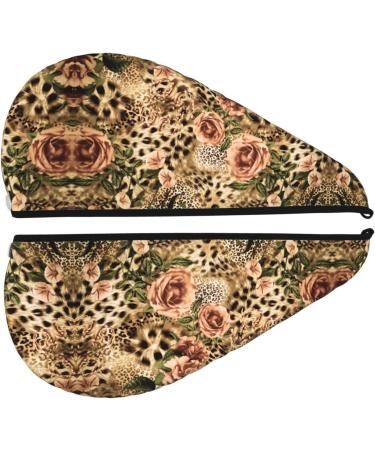 Striped Leopard Coral Velvet Dry Hair Cap | Quick-Dry Towel Wrap for Women & Men | Perfect for Travel & Home - Buy Online on GoSupps.com