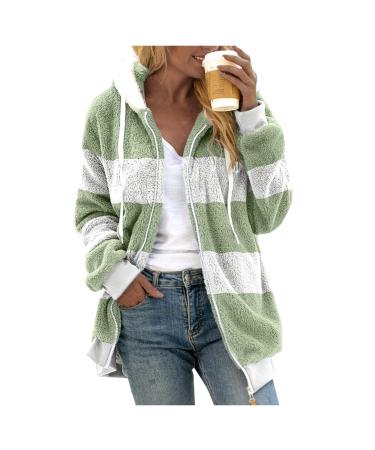 Hanxiulin fleece plush jacket fluffy warm zipper wool jacket women fleece jacket long warm light quilted jacket lightweight quilted women's coat elegant women 5xl green