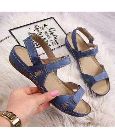 Buy High-Quality Women's Orthopedic Sandals - Stylish Vintage Flip-Flops with Adjustable Ankle Straps - Breathable Non-Slip Platform Shoes in Bridal Blue (EU 39) - Buy Online on GoSupps.com