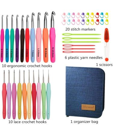 20 Sizes Ergonomic Crochet Hooks Set 0.5mm-10mm with Case - Ideal for Arthritic Hands - Buy Online on GoSupps.com