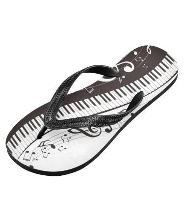 Mnsruu Musical Flip-Flops - Black & White Piano Design | XS Unisex Travel Home Spa & Hotel Footwear - Buy Online on GoSupps.com