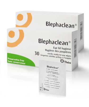 BlephaClean Lid Wipes - Gentle Ready-to-Use for Daily Lid Care Ideal for those diagnosed with Dry Eye including MGD & Blepharitis and Infants Sterile & Individually Wrapped - 30 Wipes (Pack of 2) 30 count (Pack of 2)