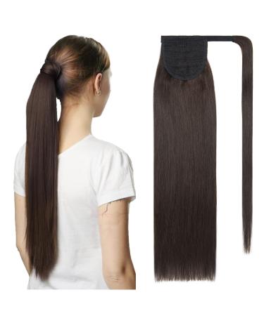 Tess ponytail hair part real hair 50 cm 95g long smooth wrapped ponytail extension real hair wrap around for women (50 cm- #2 dark brown) 50 cm #2 dark brown - Buy Online on GoSupps.com