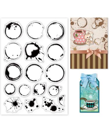 GLOBLELAND Tea Stains Clear Stamp Coffee Stains Background Transparent Silicone Stamp Spill and Splatter Rubber Stamp for Scrapbook Journal Card Making 4.3 x 6.3 Inch