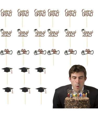 KLUFO Graduation Cupcake Toppers 2023 - Graduation Cupcake Toppers 2023 - Class of 2023 Graduation Cupcake Toppers Diploma Grad Caps Cake Toppers Picks for Graduation Gold - Buy Online on GoSupps.com