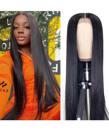 Vedusal HD lace front wigs human hair Straight 13x4x0.5 T Shape Middle Part Lace Frontal Human Hair Wig Pre Plucked for Black Women T Part Lace Front Wigs Human Hair (30inch 150% density) 30 Inch 13x4x0.5 T Wig