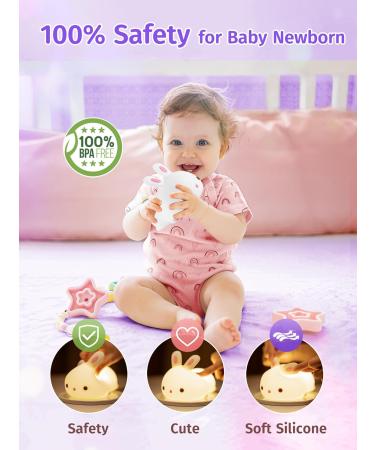 Cute Bunny Night Light - 16 Color Baby Girl Gift for Nursery Decor | Kids Kawaii Lamp for Girls Bedroom - C-bunny - Buy Online on GoSupps.com