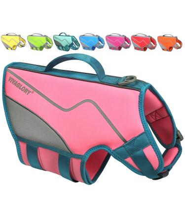 Vivaglory for dogs in a sporty style durable pet security vest comfortable neoprene rescue vests with Velcro fastener pink gray medium M: 53-64cm (chest circumference) pink gray - Buy Online on GoSupps.com