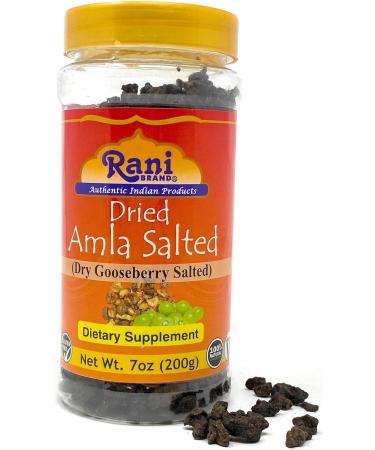 Rani Dried Amla Salted (Dry Gooseberry Salted) 7oz (200g) PET Jar All Natural | No Color | Gluten Friendly | Vegan | NON-GMO | No Salt or fillers | Indian Origin - Buy Online on GoSupps.com