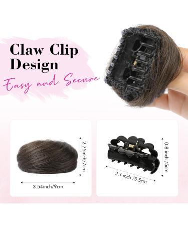 REECHO 2 PCS Mini Claw Clip in Messy & Cat Ears Hair Bun Extensions Wig Accessory Updo Hairpieces for Women Girls (Pack of 2-3" Straight Dark Brown with Copper Highlights) Pack of 2 - 3" Straight Dark Brown with Copper Highlights - Buy Online on GoSupps.com