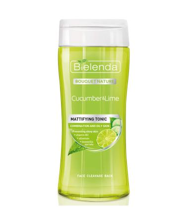 Bielenda Bouquet Nature - Helps Solve The Problems of Shiny Blemish-Prone Skin Enlarged and Blocked Pores - Cucumber and Lime Toner - 200 ml