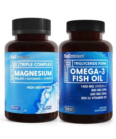 BioEmblem Triple Magnesium Complex and BioEmblem Omega-3 Fish Oil 2000mg