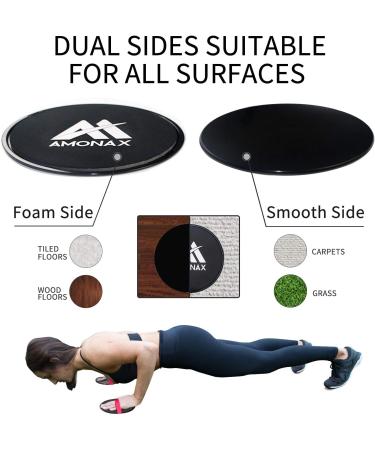 Shop Amonax Double-Sided Fitness Slider Discs - Core Training Gliding Discs for Carpet & Wood Floors - Home Workout Equipment - Buy Online on GoSupps.com