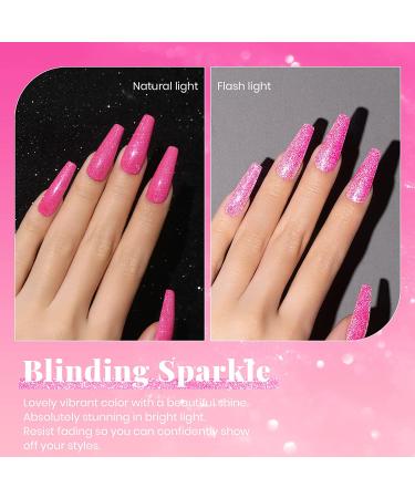 Beetles Reflective Gel Nail Polish 15ML - Hot Pink Glitter | Soak Off Sparkle Gel Polish for Spring & Summer Nails | Salon-Quality Manicure at Home - Buy Online on GoSupps.com