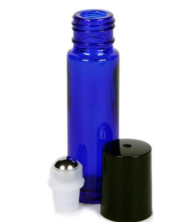 Vivaplex 24-Pack Cobalt Blue 10ml Glass Roll-on Bottles with Stainless Steel Roller Balls + 3 Droppers - Buy Online on GoSupps.com