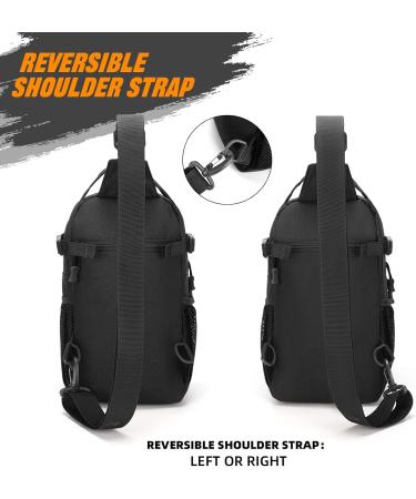 Enjohos Tactical Breast Pocket Shoulder Bag - Adjustable Sling Backpack for Men | Military Chest Pack for Outdoor Travel & Hiking - Black - Buy Online on GoSupps.com