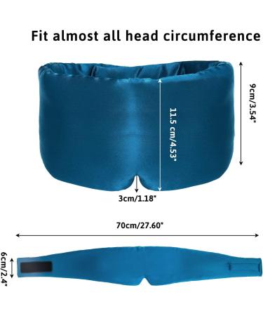ATreebag Mulberry Silk Sleep Mask for Men & Women - Adjustable Blackout Eye Cover in Peacock Blue - Ideal for Sleep, Travel, Yoga - Large Size - Buy Online on GoSupps.com
