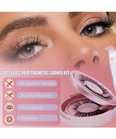 Magnetic Eyelashes - 2 Pairs Reusable Wispy Lashes with Applicator | No Glue Needed | Waterproof Magnetic Lash Kit - Buy Online on GoSupps.com