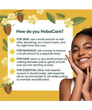 HobaCare Jojoba Butter Scent-Free Body Butter Base with Natural First-Press Pure Jojoba Oil - Softening Moisturizing Vegan Cruelty-Free Cream for Skin & Hair (8 oz) - Buy Online on GoSupps.com