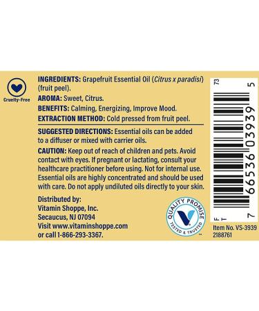 Grapefruit Essential Oil - 100% Pure Calming Energizing & Mood-Boosting Aromatherapy (1 fl. oz.) - International Shipping Available - Buy Online on GoSupps.com