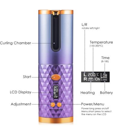 Automatic Curling Iron - Cordless Hair Curler with 6 Temp Settings Auto Shut Off & Fast Heat for Wavy Hair - Portable 2" Ceramic Wand - Buy Online on GoSupps.com