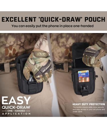 WYNEX Tactical Compass Phone Pouch Large Molle Smartphone Holster Case Double Capacity Small Utility EDC Pouch with Compass Buckle and Carabiner Black - Buy Online on GoSupps.com