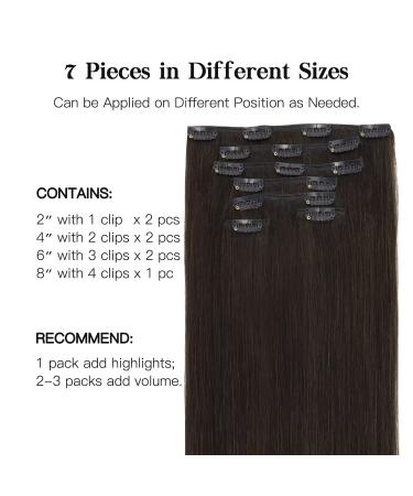 Buy Hotbanana Dark Brown Clip-In Hair Extensions | Real Human Hair 14 Inch 120g 7PCs | Remy Straight Hair Extensions - International Shipping Available - Buy Online on GoSupps.com