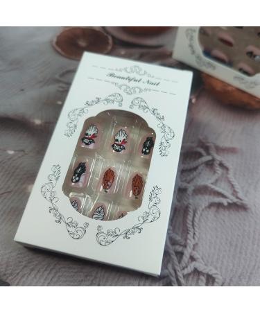 Shop Halloween Ghost Press on Nails - 24 Glossy Black Spider Web Acrylic Nails for Women & Girls - Devil & Mummies Design - Buy Online on GoSupps.com