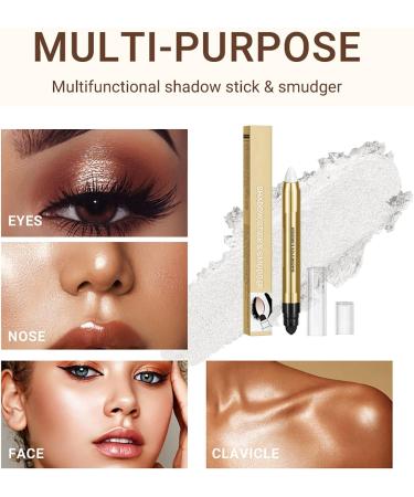 Eyeshadow Stick 2 in 1 Glitter Eyeshadow Pencil Waterproof Long-lasting Eyeshadow Brightener Smooth Shimmer Stick with Soft Brush for Eye Makeup (#01) - Buy Online on GoSupps.com