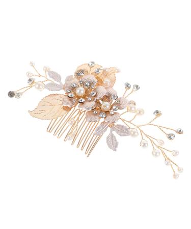 FOMIYES Bridal Hair Comb Flower Wedding Hair Comb Bridal Hair Styling Comb Pearl Bridal Headpiece Golden