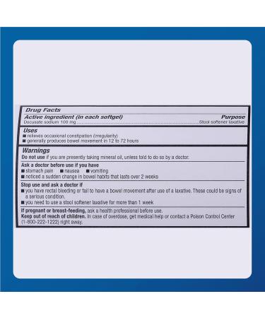 Major Docusate Sodium 100 mg - Stool Softener Laxative Softgels for Constipation Relief - Stool Softeners for Women and Men - Gluten-Free - 100 Softgels (4 Pack) - Buy Online on GoSupps.com