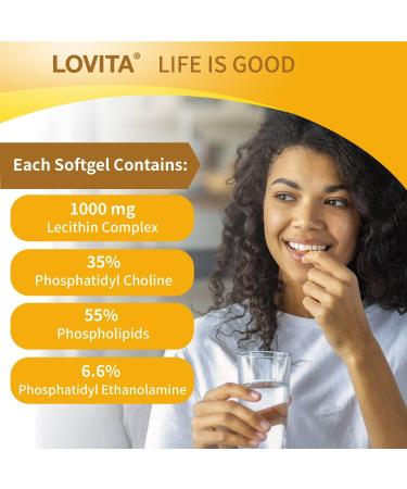 Lovita Lecithin 1000mg per Softgel 35% Phosphatidyl Choline | Lactation Brain & Nerve Support | Vegan Non-GMO 60 Softgels Standard Package 60 Count (Pack of 1) - Buy Online on GoSupps.com