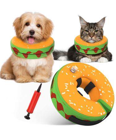 Protective Inflatable Dog Recovery Cone Collar for Smal Medium Large Dog, Soft E-Collar Dog Donut Cone Alternative After Surgery for Dogs Cats S(Neck 7.8''-10.2'')
