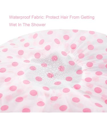 3 Pcs Waterproof Elastic Band Bath Caps with Ruffled Edge for Girls and Women - Dots Design - Buy Online on GoSupps.com