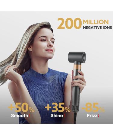 webeauty 5-in-1 Hair Dryer Brush - Professional Hot Air Brush for Fast Drying Curling and Straightening - Ceramic Coating & Negative Ion Technology - 110000 RPM (Grey/Gold - Buy Online on GoSupps.com
