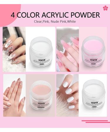 Acrylic Nail Kit with Drill: Pink, Clear, White, Nude Acrylic Powder Set - 3.38 Oz Monomer for Nail Extensions - Beginner Home Nail Kit - Buy Online on GoSupps.com