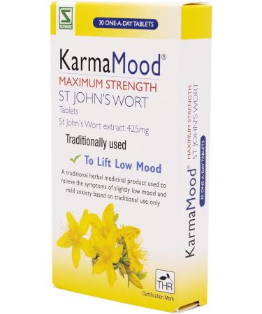 Schwabe KarmaMood Maximum Strength - St John's Wort Extract 425mg - Herbal Remedy for Low Mood and Anxiety - 30 Tablets - Buy Online on GoSupps.com