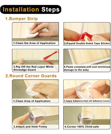 Edge Corner Protector Baby Proofing Guards Clear Soft Silicone Bumper Strip 20ft(6m) with Upgraded Pre-Taped Strong Adhesive Round Child Safety Edge Protector(8pack) for Cabinets Tables Furniture 20 FT & 8 CORNERS - Buy Online on GoSupps.com