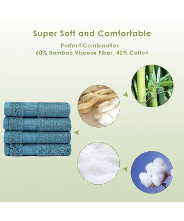 CANFOISON Bamboo Washcloths 4 Pack, Peacock Blue | Super Soft & Absorbent Bathroom Towels for Adult, Kids, Baby | 13x13 inches | 4PCS Washcloths - Buy Online on GoSupps.com