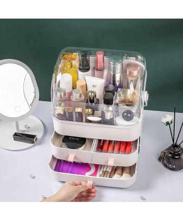 Haturi Waterproof Makeup Organizer Box with Lid - Cosmetic & Skincare Display Caddy for Bathroom & Bedroom - White - Buy Online on GoSupps.com