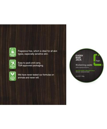 Every Man Jack Thickening Paste for Men - Medium Hold, Matte Finish, Non-Greasy - 3.4 oz - Buy Online on GoSupps.com