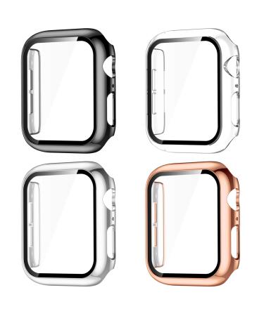GEAK Compatible with Apple Watch Case 38mm Apple Watch Screen Protector 38mm Full Coverage Hard PC Bumper Protective Cover for iWatch SE Series 3/2/1 Women Men 4pack Black/Clear/Rose Gold/Silver Black/Clear/Rose Gold/Silver 38 mm