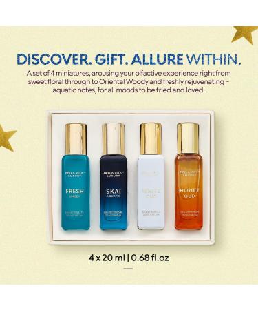 BellaVita Luxury Womens Perfume Set | Christmas Gift set for women | Includes: Honey OUD Skai Fresh White OUD | Luxury Fragrances Gift for Women | Perfume Gifts for Women | 4x20ml (4x0.68 fl.oz) - Buy Online on GoSupps.com